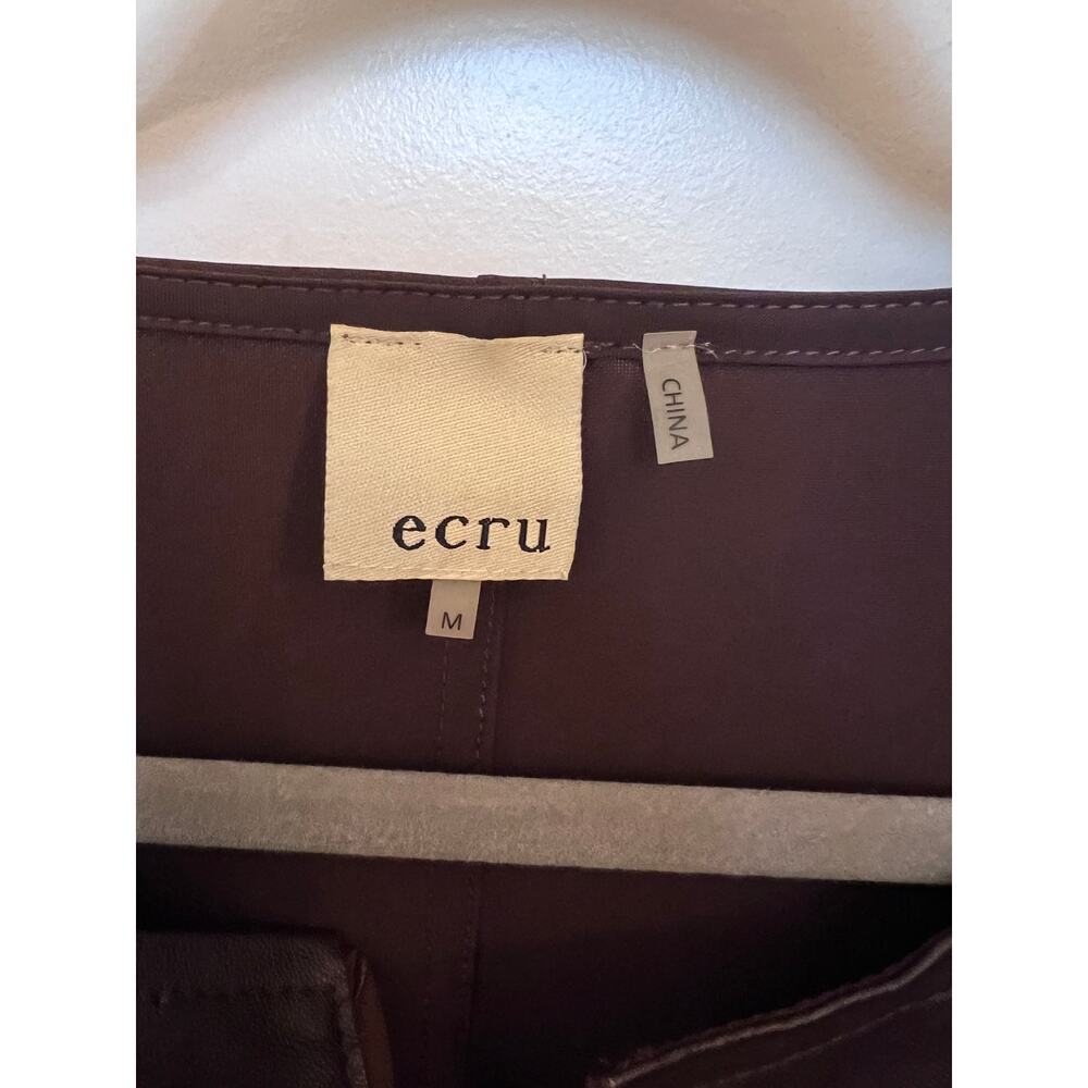 Ecru Patchwork Leather Front Top Chocolate Brown … - image 3